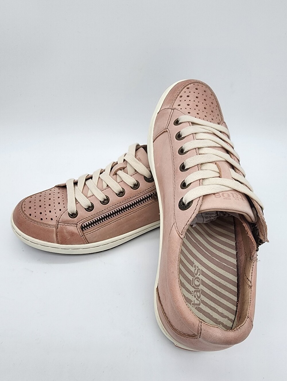 Taos Zipster Leather Sneakers Blush Pink Lace Up Zipper Size 7 - Picture 14 of 16